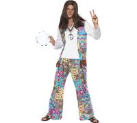 Adult Mens 60s 70s Hippie Hippy Man Groovy Woodstock Fancy Dress Costume Outfit