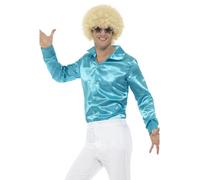 Smiffys 60s Shirt, Blue , 1960's Groovy Fancy Dress, 1960s Dress Up Costumes