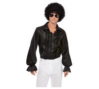 Adult Mens 60s Ruffled Shirt 70s Disco Pirate Fancy Dress Party Costume