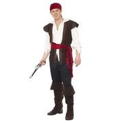 Adult Mens Caribbean Pirate Captain Deckhand Fancy Dress Costume