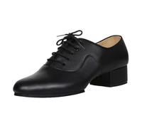 Adult Men's Dancing Shoes,Dancing Shoe for Men,Latin Salsa Practice Sneaker for Man Leather,Black Leather Tango Salsa Latin Sneakers,Split Sole,Soft,Breathable,Low Heel,for Stage