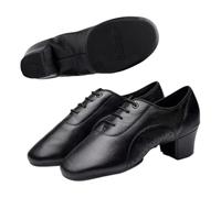 Adult Men's Dancing Shoes,Dancing Sneakers for Man,Men's Ballroom Practice Dance Sneaker,Black Leather Tango Salsa Latin Shoe,Leather,Low Heel,Lace-Up,Split Sole,for Waltz