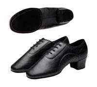 Adult Men's Dancing Shoes,Dancing Sneakers for Man,Men's Ballroom Practice Dance Sneaker,Black Leather Tango Salsa Latin Shoe,Leather,Low Heel,Lace-Up,Split Sole,for Waltz