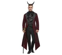 Adult Men's Deluxe Devil Halloween Fancy Dress Costume with Cravat & Horns