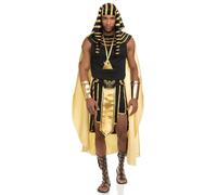 Adult Men's Deluxe Egyptian Costume Set King Pharaoh Costume Pharaoh Halloween Egypt Fancy Dress (A-Black, M)