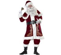 Adult Men's Deluxe Santa Claus Costume 8 Piece Santa Suit Mens Father Christmas Fancy Dress A,4XL.