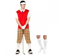 Adult Mens Funny Pub Golfer Costume + Accessories : Unisex Womens Sports Stag Hen Pub Party Fancy Dress (Costume & Knee Socks, L (Up to 44" Chest))