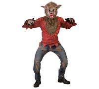 Adult Mens Halloween Werewolf Adult Fancy Dress Horror Costume TOP & MASK ONLY