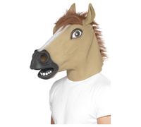 Smiffys Horse Mask, Brown Full Overhead, Latex, with Fur, Party Animals Fancy Dress, Animal Dress Up Masks
