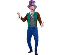 Adult Men's Mad Hatter Checked Tea Party Book Day Halloween Fancy Dress Costume