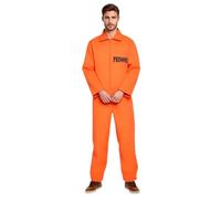 Adult Men's Orange Prison Jumpsuit Fancy Dress Costume Convict Boiler Suit Prisoner Overalls Jail Jump Suit Dress Up Outfit Mens Fancy Dress Costume