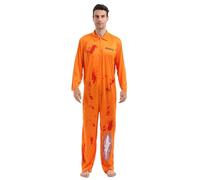 Adult Mens Prison Break Convict Fancy Dress Costume & Party Adults Orange Prisoner Fancy Dress Costume Halloween Boiler Suit Convict Robber Jumpsuit