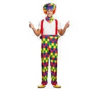 Henbrandt Clown Costume – Adult Rainbow, One Size (Fits 44'' Chest) with Hat & Bow Tie