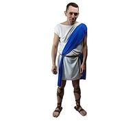 Adult Mens Roman Greek Pleb Plebeians Toga Tabard & Sash Historical Fancy Dress Costume [Blue L-XL]