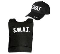 Adult Men's Women's S.W.A.T TEAM VEST & CAP American Police Commander Uniform Book Week Fancy Dress Unisex Costume Kit