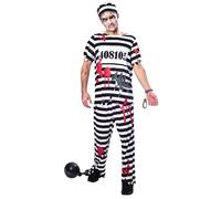 Adult Mens Zombie Convict Prisoner Halloween Fancy Dress Costume