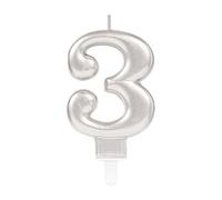 Adult Metallic Silver Candle Number 3