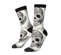 Adult Mexican Skull Print Colorful mid length socks with woman and man for Everyday Wear,Casual,sports, 3 Black, One Size