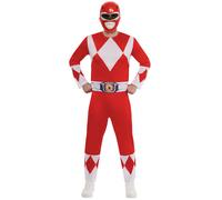 Adult Mighty Morpin Red Power Rangers Costume Official Fancy Dress