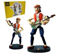 Adult Model Kits: Rock Star Electric Guitar Building Set - Customisable Vintage-Style Toy Guitar & Poseable Action Figure, 658pc Brick Building Sets for Adults, Eco-Friendly Music Art Gift