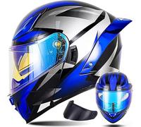 Adult Modular Motorcycle Helmet ECE22.06 Certified Flip-Up Dual Visor Full Face Helmets for Men &Amp; Women Moto ATV UTV Snowmobile ADV Four Wheeler Street Bike 9,L/(59~60cm)