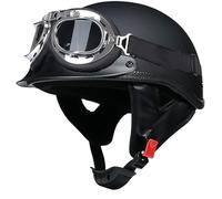 Adult Motorbike Helmet, Semi-Open Face Helmet with Visor. ATV Scooter Helmet ECE Certified Safety Helmet Vintage Half Shell Helmet Cruiser Chopper Scooter Moped A4,M:57-58cm