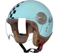 Adult Motorcycle Helmet Stylish Half Open With Goggles Motorbike Impack Restance Ventilation To Protect The Road Safety(Blue,M:55~56cm)