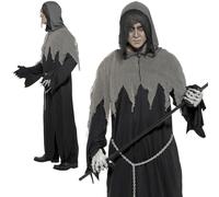 Adult Mr Grim Reaper Costume Mens Soul Taker Halloween Fancy Dress Outfit