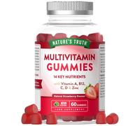 Adult Multivitamin Gummies | 60 Count | 14 Key Nutrients | Natural Strawberry Flavour | Vegan Supplement for Men & Women | Nature'