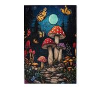 Adult Mushroom Wooden Puzzle,500 Pcs,Night Jungle Mushroom with Butterfly,Magical Nature Artwork,Holiday Stress Relief Game,Relax Yourself,Gift for Family and Friends
