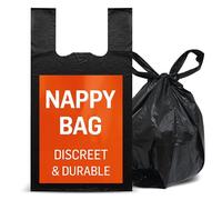 Adult Nappy Bags 100 Pack, Large Adult Incontinence Nappy Sacks with Easy Tie Handles, Thick and Discreet Sanitary Disposable Bags for Nappy Bins, Unscented and Odorless (100)
