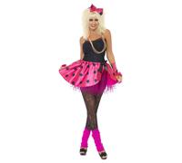 Adult Neon Pink Tutu Instant Kit Headband & Gloves Festival Fancy Dress Costume