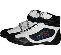 Adult New Karting//Race/Rally/Track Boots with Synthetic Leather/Suede & Mash panel (White Black, UK 8 / EU 42)