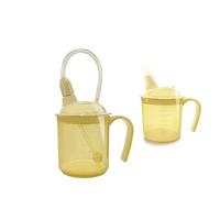 Adult Non Spill Sippy Cup for Elderly 300ml 3 in 1 Drinking Mug with Lid and 30cm Straw, Disabled Anti Falling Straw Cup Drinking Aids Spill Proof Cups for Men Women Elderly Disabled Pregnant