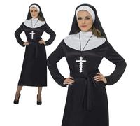 Adult Nun Costume Ladies Sister Act Fancy Dress Sexy Religious Outfit UK 8-22