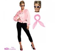 Adult Official 50s Grease Pink Ladies Jacket Rizzo Frenchy Hen Party Fancy Dress