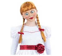 Adult Official Annabelle The Conjuring Wig Auburn Long Plaited with Ribbons