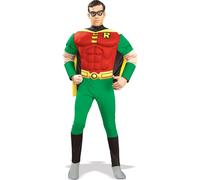 Adult Official BATMAN or ROBIN DELUXE MUSCLE CHEST Superhero Mens Fancy Dress