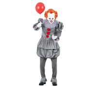 Adult Official Pennywise It Chapter Two Grey Clown Halloween Fancy Dress Costume