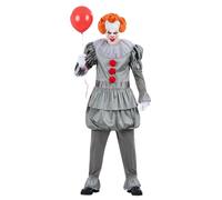 Adult Official Pennywise It Chapter Two Grey Clown Halloween Fancy Dress Costume