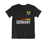Adult or Kids Germany Football T-Shirt 2022 Country Name and Flag Strip German Euro Team Black