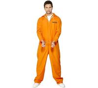 Adult Orange Escaped Prisoner Convict Boiler Suit Heist Fancy Dress Costume