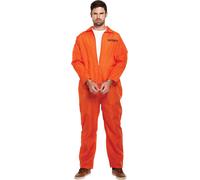 Adult Orange Prison Jumpsuit Fancy Dress Costume Handcuffs S-XXL