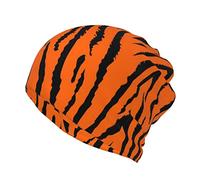 Adult Orange Tiger Leopard Print Beanie Hats Headwear Beanie Cap Stretch Non Slip Bandanas Sleep Turbans Hats, Orange Tiger Leopard, One size