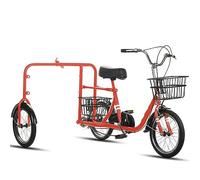 Adult Outdoor Dog Walking Tricycle Foldable Large Capacity Storage Belt Front and Rear Baskets Stable and Durable Multifunctional Bicycle (Orange)
