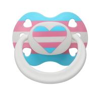 Adult Pacifier Silicone for Anxiety Relief: Trans Pride Colors Dummy with Heart Cutout Big Shield Large Size - Stress Sleep Sensory Comfort Paci Nipple Teat Jumbo