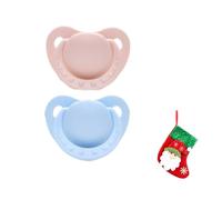Adult Pacifiers Set,Big Size Adult Pacifier for Anxiety Fashion Soft Plastic Age Regression Christmas Adult Pacifier(Blue, Pink)