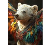 Adult Paint by Numbers Canvas Kits, Diamond Bear Draw by Color Oil Paints Without Frame，Easy Cheerful Painting DIY for Beginners, for Birthday Gift Home Wall Decor Crafts 80x110cm D1SS-899