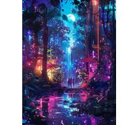 Adult Paint by Numbers Canvas Kits, Forest Dream Draw by Color Oil Paints Without Frame，Easy Cheerful Painting DIY for Beginners, for Birthday Gift Home Wall Decor Crafts 60x80cm D1SS-692