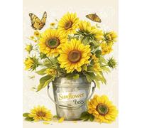 Adult Paint by Numbers Canvas Kits, Yellow Sunflower Draw by Color Oil Paints Without Frame，Easy Cheerful Painting DIY for Beginners, for Birthday Gift Home Wall Decor Crafts 40x50cm D1SS-557